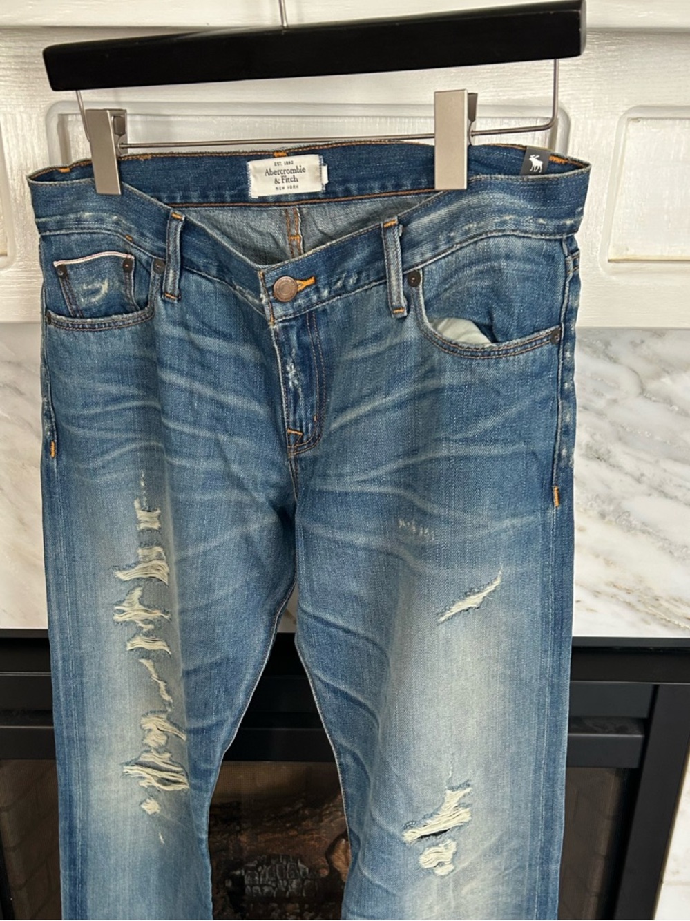 Abercrombie & Fitch Slim Straight Ripped Light Blue Jeans